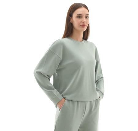 Skechers W Lounge Loose Crew Neck Sweatshirt Kadın Sweatshirt Yeşil