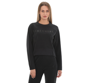 Skechers W Soft Touch Printed Crew Neck Sweatshirt Kadın Sweatshirt Siyah