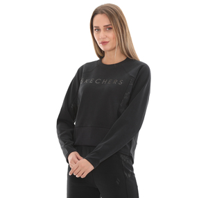 Skechers W Soft Touch Printed Crew Neck Sweatshirt Kadın Sweatshirt Siyah