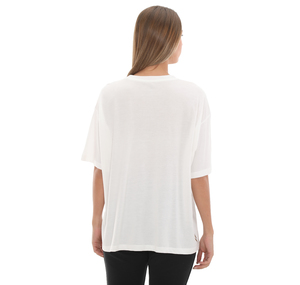 Skechers W Wordmark Printed Crew Neck T-Shirt Kadın T-Shirt Beyaz