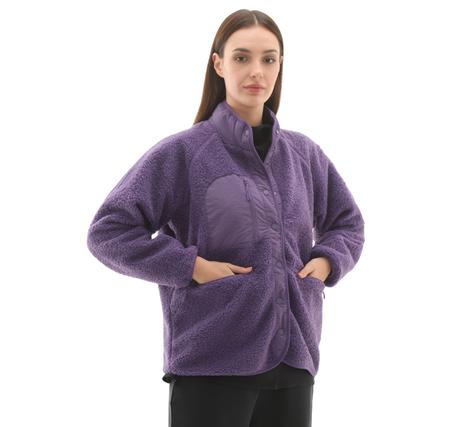 Skechers W Woven Detailed Pull Over Sherpa Kadın Ceket Mor Skechers W Woven Detailed Pull Over Sherpa Kadın Ceket Mor