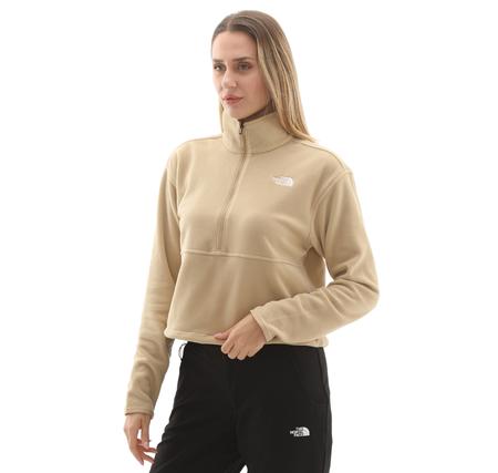 The North Face W Glacıer Fleece 1-2 Zıp Short Jacket Kadın Sweatshirt Krem