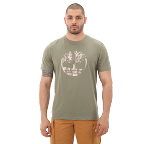 Timberland Camo Tree Logo Short Sleeve Tee Erkek T-Shirt Haki