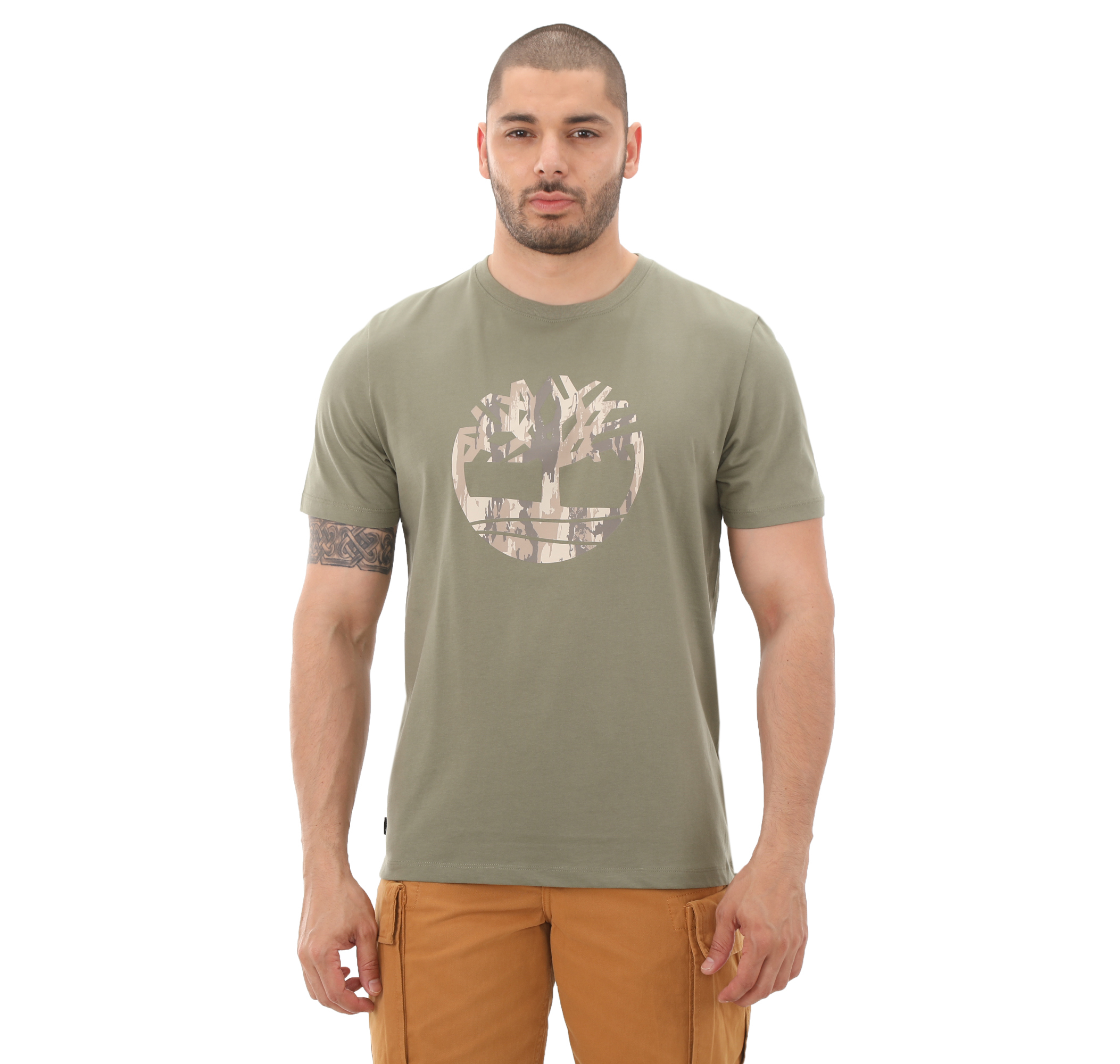 Мужская футболка Timberland Camo Tree Logo Short Sleeve Tee Haki