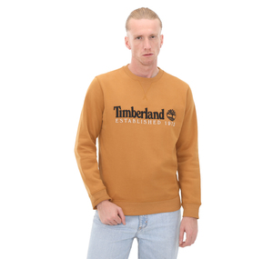 Timberland Embroidery Logo Brush Back Crew Neck Erkek Sweatshirt Kahve