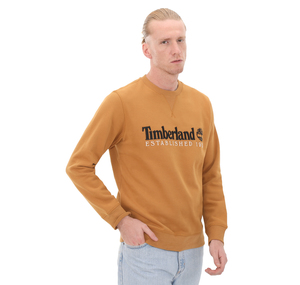 Timberland Embroidery Logo Brush Back Crew Neck Erkek Sweatshirt Kahve