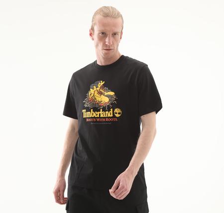 Timberland Front Boot Graphic Tee Erkek T-Shirt Lacivert