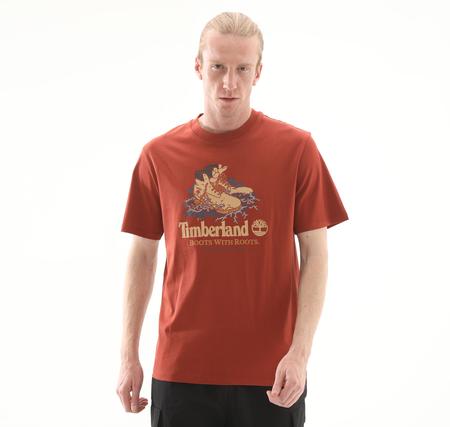 Timberland Front Boot Graphic Tee Erkek T-Shirt Kahve
