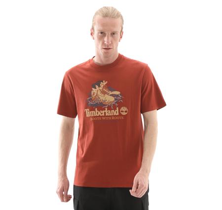 Timberland Front Boot Graphic Tee Erkek T-Shirt Kahve