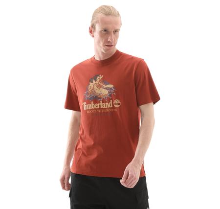 Timberland Front Boot Graphic Tee Erkek T-Shirt Kahve