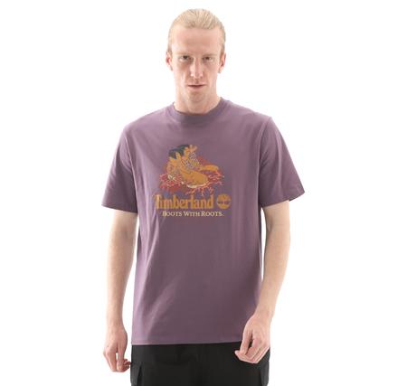 Timberland Front Boot Graphic Tee Erkek T-Shirt Mor