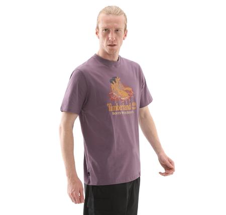 Timberland Front Boot Graphic Tee Erkek T-Shirt Mor