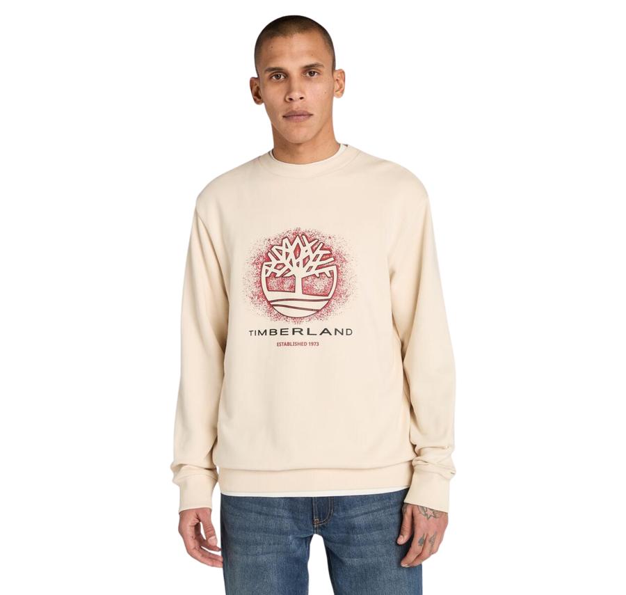 Timberland Front Seasonal Tree Logo Graphic Crewnec Erkek Sweatshirt Krem Timberland Front Seasonal Tree Logo Graphic Crewnec Erkek Sweatshirt Krem