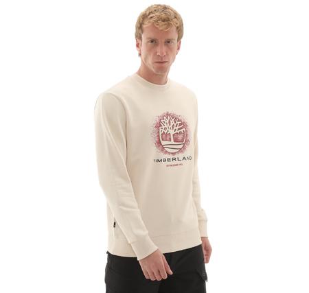 Timberland Front Seasonal Tree Logo Graphic Crewnec Erkek Sweatshirt Krem
