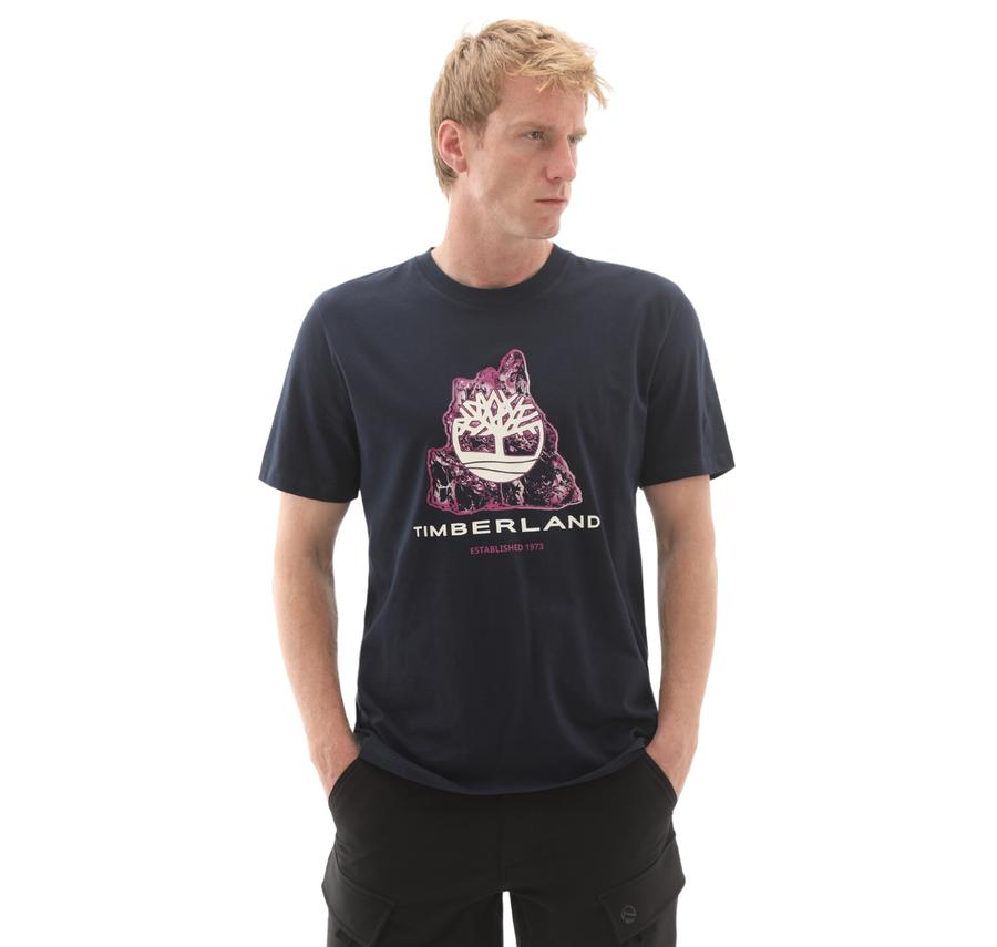 Timberland Front Seasonal Tree Logo Graphic Tee Erkek T-Shirt Lacivert Timberland Front Seasonal Tree Logo Graphic Tee Erkek T-Shirt Lacivert