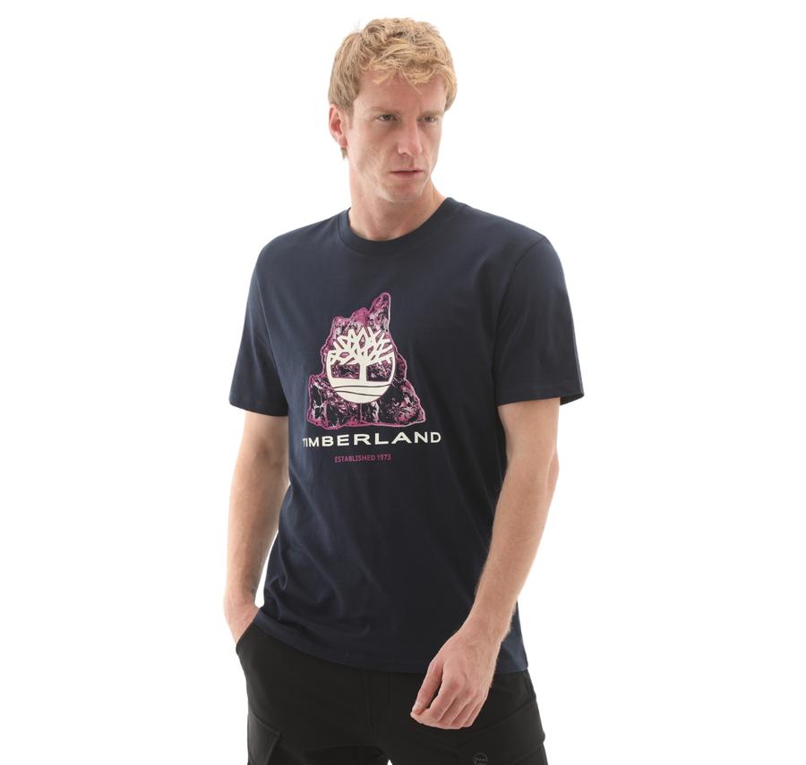 Timberland Front Seasonal Tree Logo Graphic Tee Erkek T-Shirt Lacivert Timberland Front Seasonal Tree Logo Graphic Tee Erkek T-Shirt Lacivert
