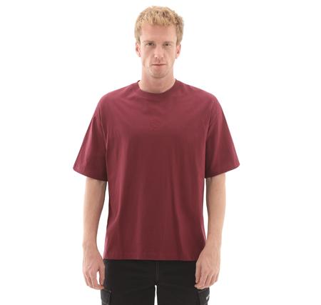 Timberland Hampthon Tonal Stack Logo Tee Erkek T-Shirt Bordo