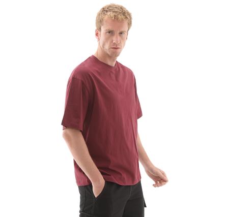 Timberland Hampthon Tonal Stack Logo Tee Erkek T-Shirt Bordo
