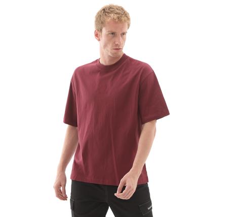 Timberland Hampthon Tonal Stack Logo Tee Erkek T-Shirt Bordo