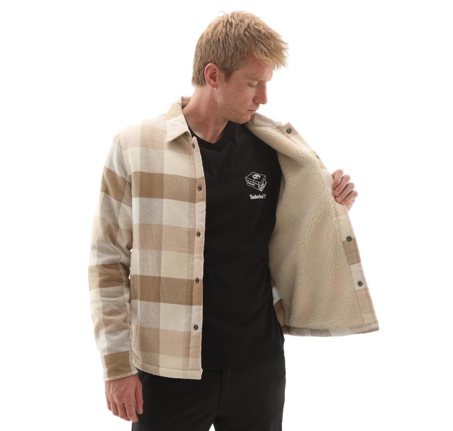 Timberland High Pile Lined Overshirt Erkek Ceket Krem Timberland High Pile Lined Overshirt Erkek Ceket Krem
