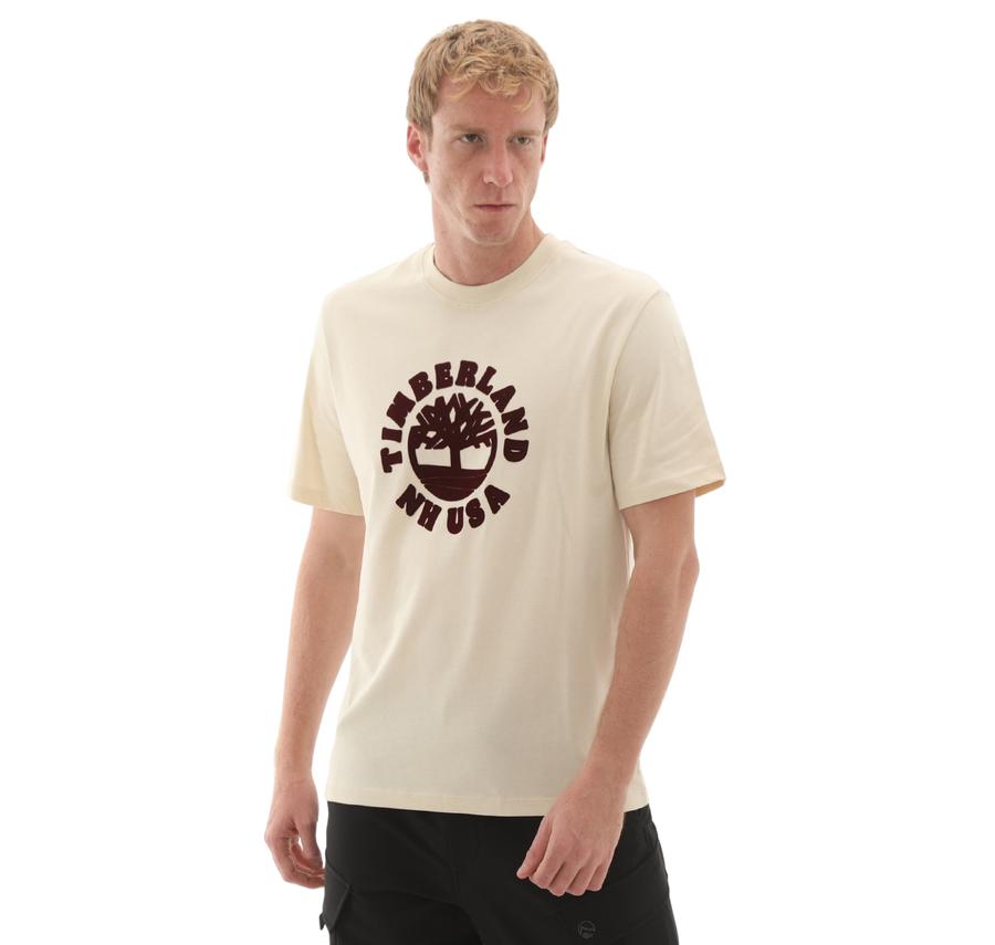 Timberland Holiday Front Graphic Ss Tee Erkek T-Shirt Krem Timberland Holiday Front Graphic Ss Tee Erkek T-Shirt Krem