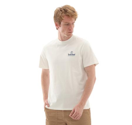 Timberland Illustrated Tree Logo Back Graphic Tee Erkek T-Shirt Krem