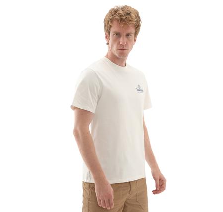 Timberland Illustrated Tree Logo Back Graphic Tee Erkek T-Shirt Krem