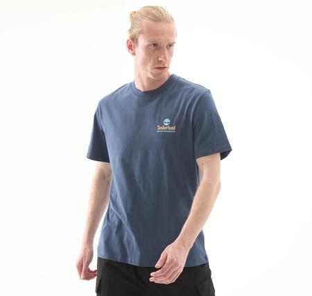Timberland Illustrated Tree Logo Back Graphic Tee Erkek T-Shirt Lacivert