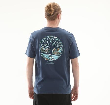 Timberland Illustrated Tree Logo Back Graphic Tee Erkek T-Shirt Lacivert