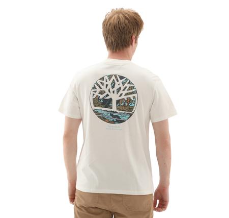 Timberland Illustrated Tree Logo Back Graphic Tee Erkek T-Shirt Krem