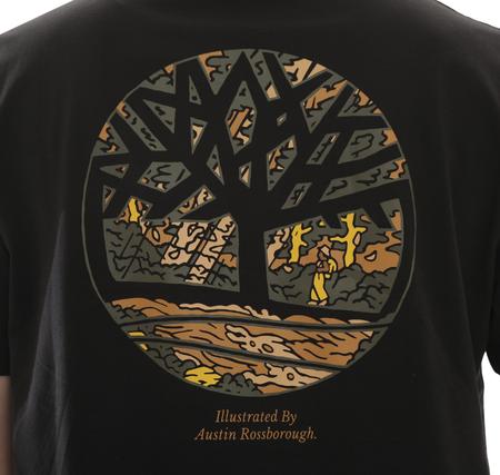 Timberland Illustrated Tree Logo Back Graphic Tee Erkek T-Shirt Siyah