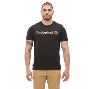 Timberland Linear Logo Short Sleeve Tee Erkek T-Shirt Siyah