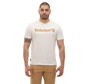 Timberland Linear Logo Short Sleeve Tee Erkek T-Shirt Beyaz