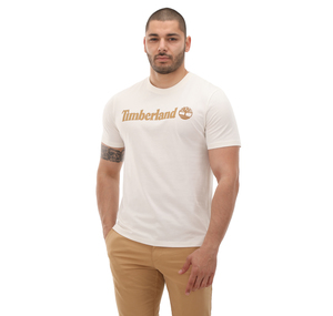 Timberland Linear Logo Short Sleeve Tee Erkek T-Shirt Beyaz