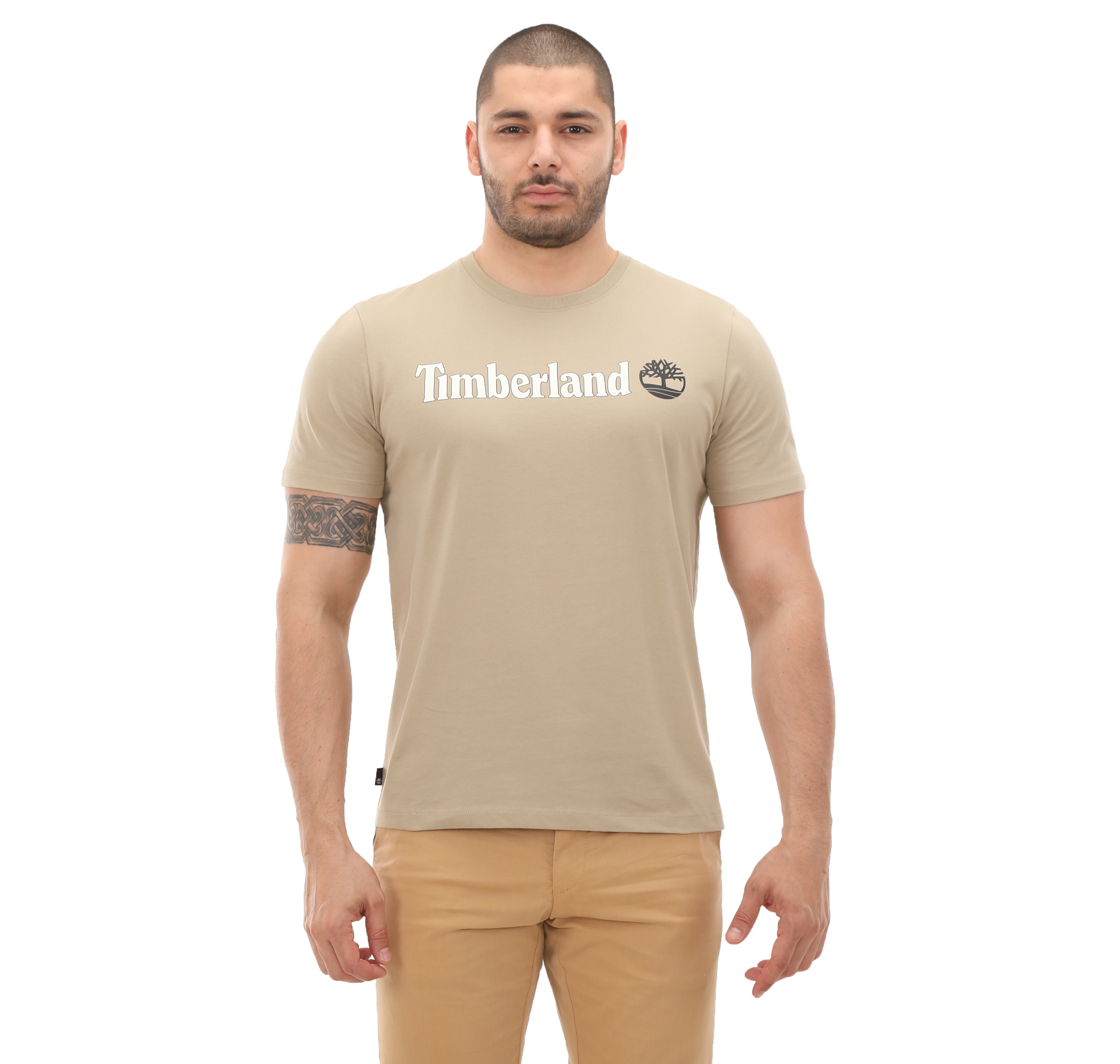 Мужская футболка Timberland Linear Logo Short Sleeve Tee Krem