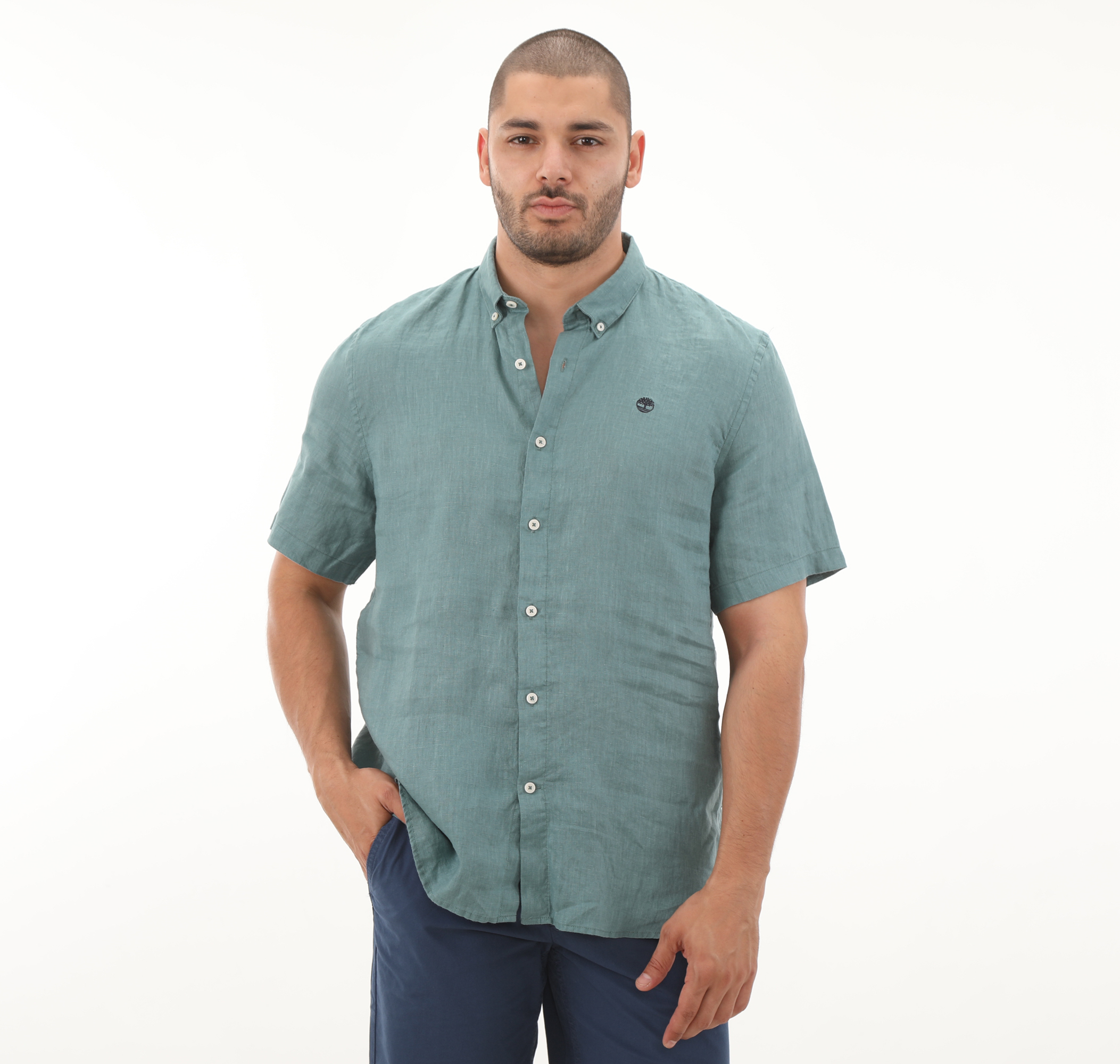 Мужская рубашка Timberland Linen Short Sleeve Shirt Gömlek