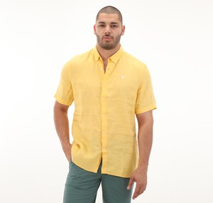 Timberland Linen Short Sleeve Shirt Erkek T-Shirt Sarı
