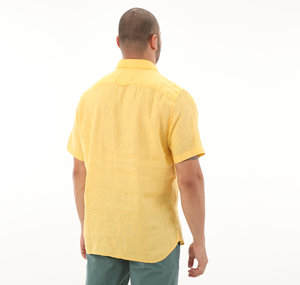 Timberland Linen Short Sleeve Shirt Erkek T-Shirt Sarı
