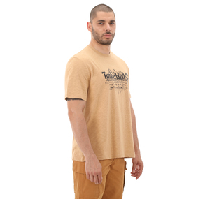 Timberland Short Sleeve Graphic Slub Tee Erkek T-Shirt Krem