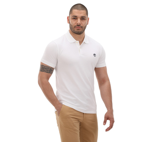 Timberland Short Sleeve Stretch Polo Erkek T-Shirt Beyaz