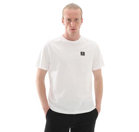 Timberland Short Sleeve Woven Badge Tee Erkek T-Shirt Beyaz