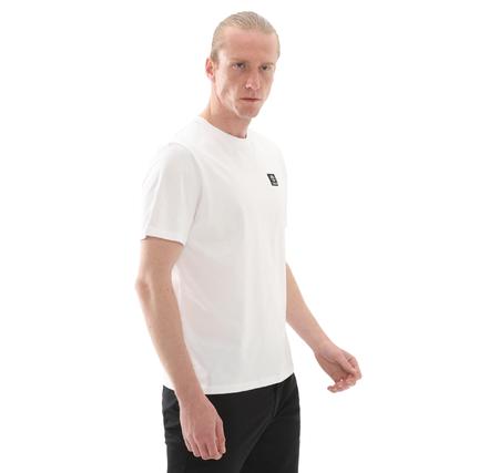 Timberland Short Sleeve Woven Badge Tee Erkek T-Shirt Beyaz
