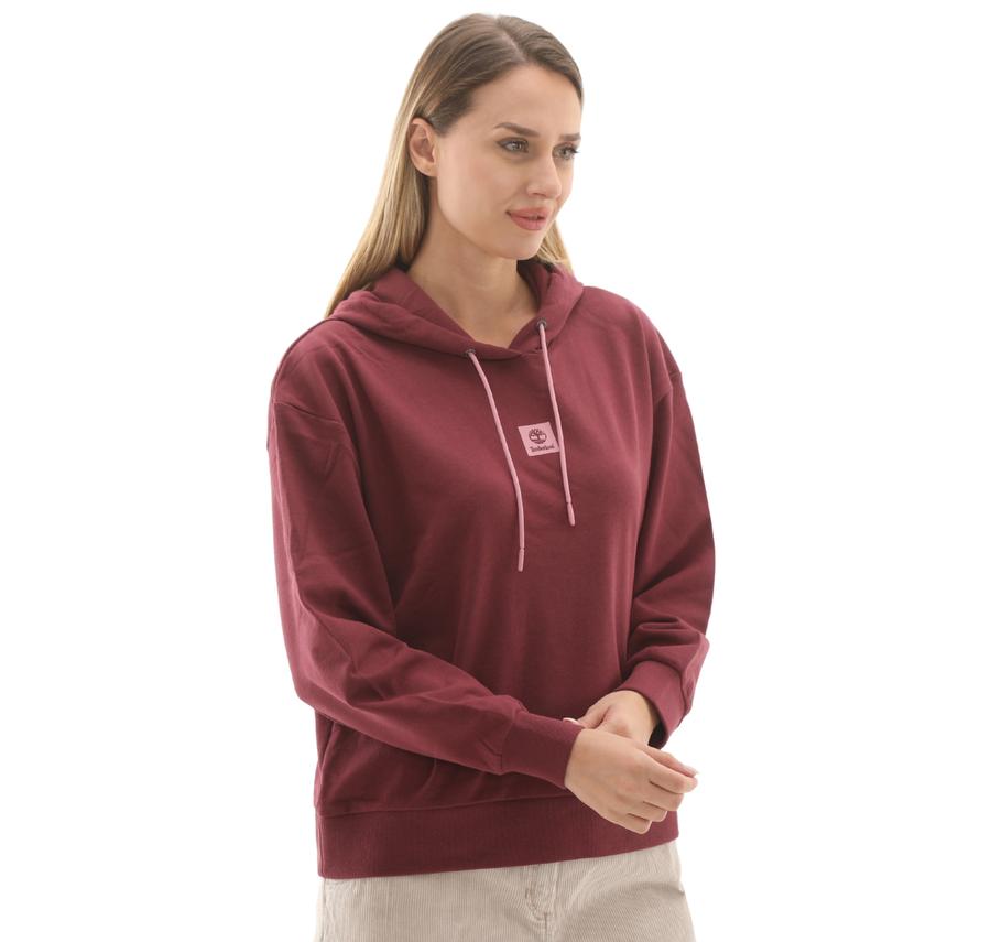 Timberland Stack Logo Loop Back Hoodie Kadın Sweatshirt Bordo Timberland Stack Logo Loop Back Hoodie Kadın Sweatshirt Bordo