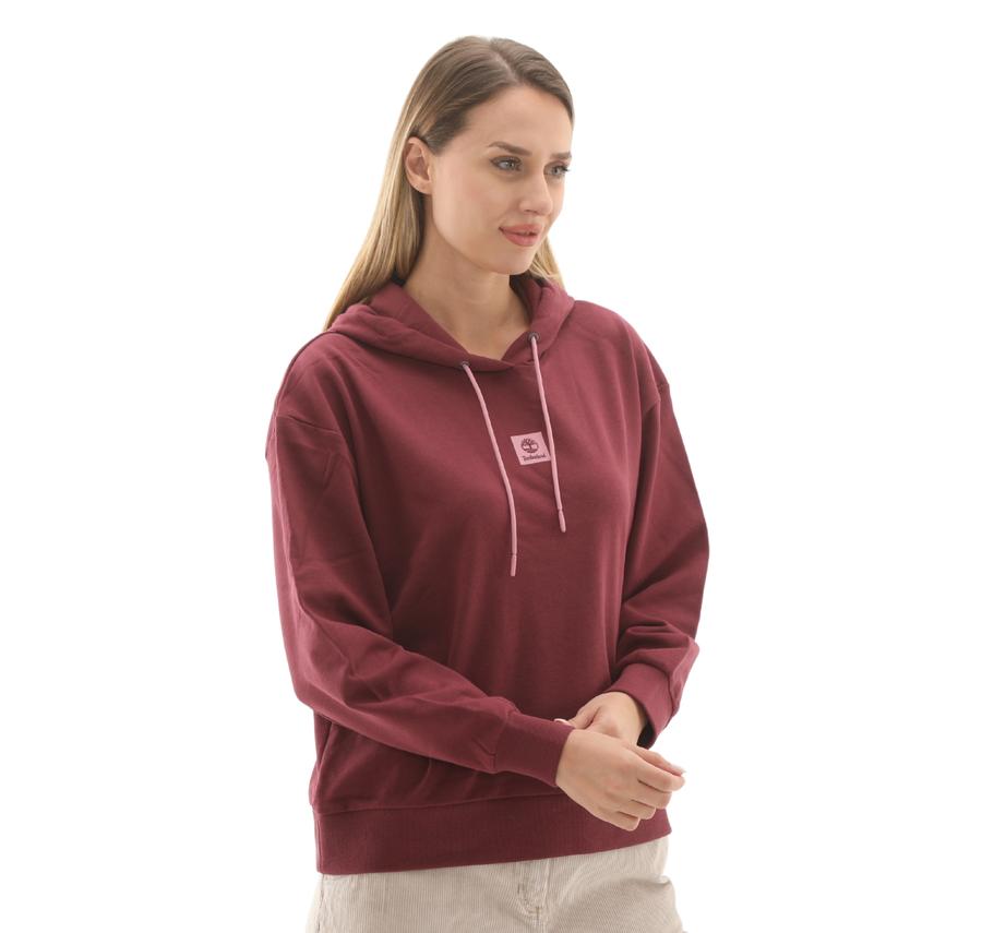 Timberland Stack Logo Loop Back Hoodie Kadın Sweatshirt Bordo Timberland Stack Logo Loop Back Hoodie Kadın Sweatshirt Bordo