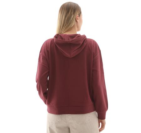Timberland Stack Logo Loop Back Hoodie Kadın Sweatshirt Bordo