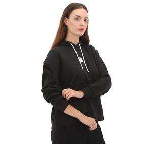 Timberland Stack Logo Loop Back Hoodıe Kadın Sweatshirt Siyah