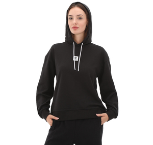 Timberland Stack Logo Loop Back Hoodıe Kadın Sweatshirt Siyah