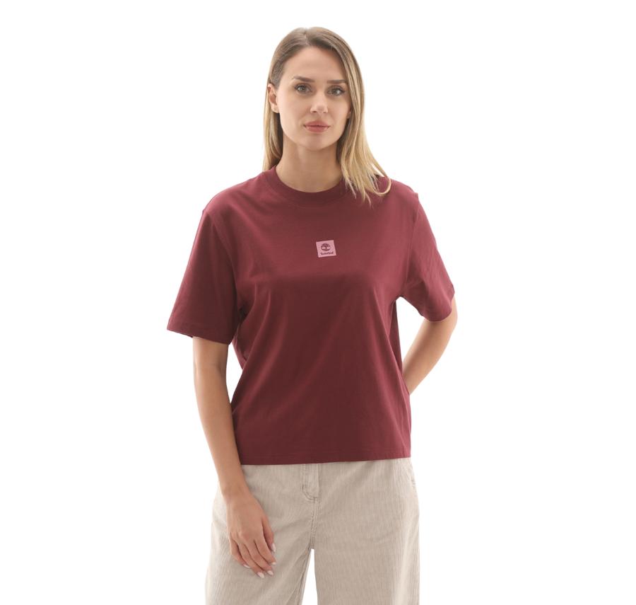 Timberland Stack Logo Short-Sleeve Tee Kadın T-Shirt Bordo Timberland Stack Logo Short-Sleeve Tee Kadın T-Shirt Bordo
