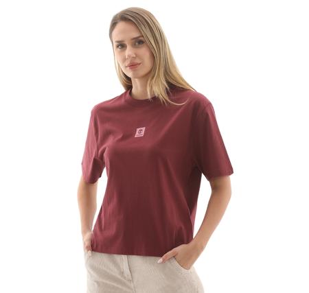 Timberland Stack Logo Short-Sleeve Tee Kadın T-Shirt Bordo