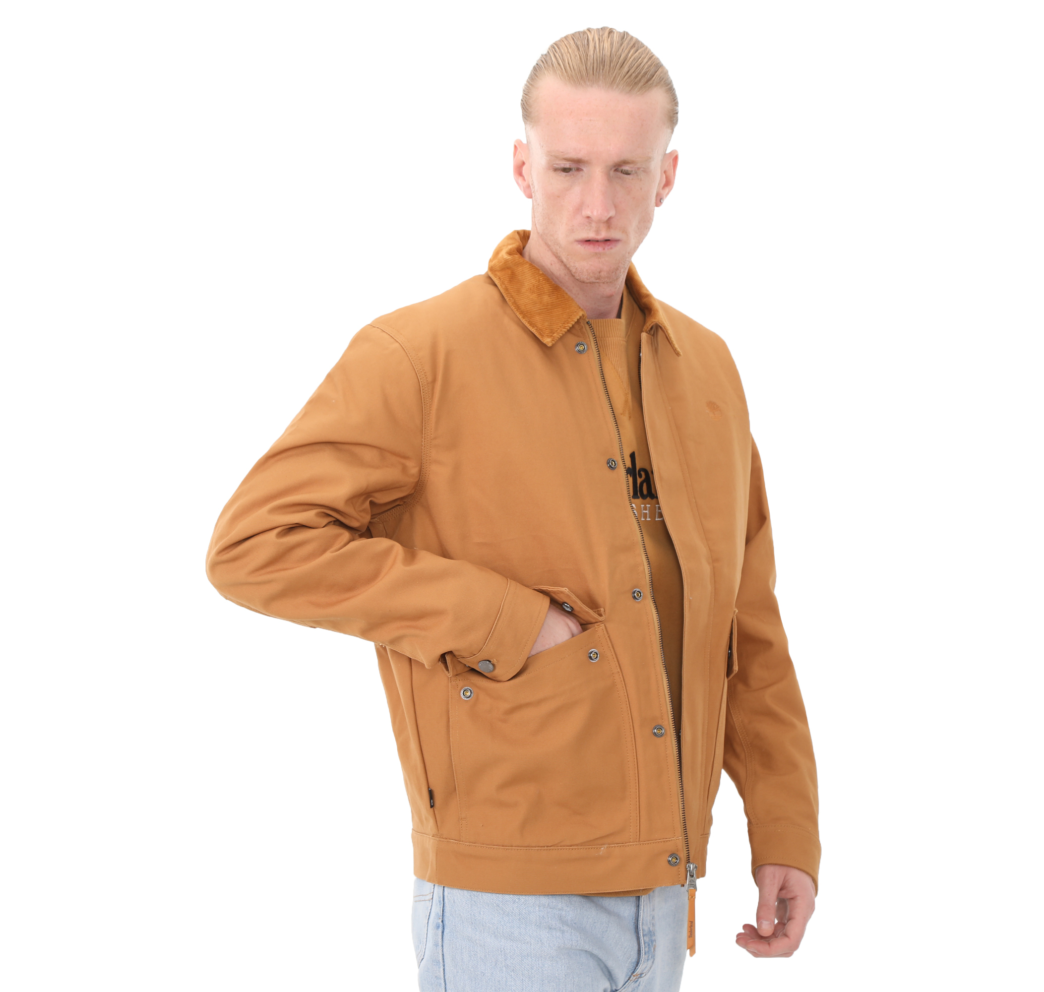 Timberland store orange jacket